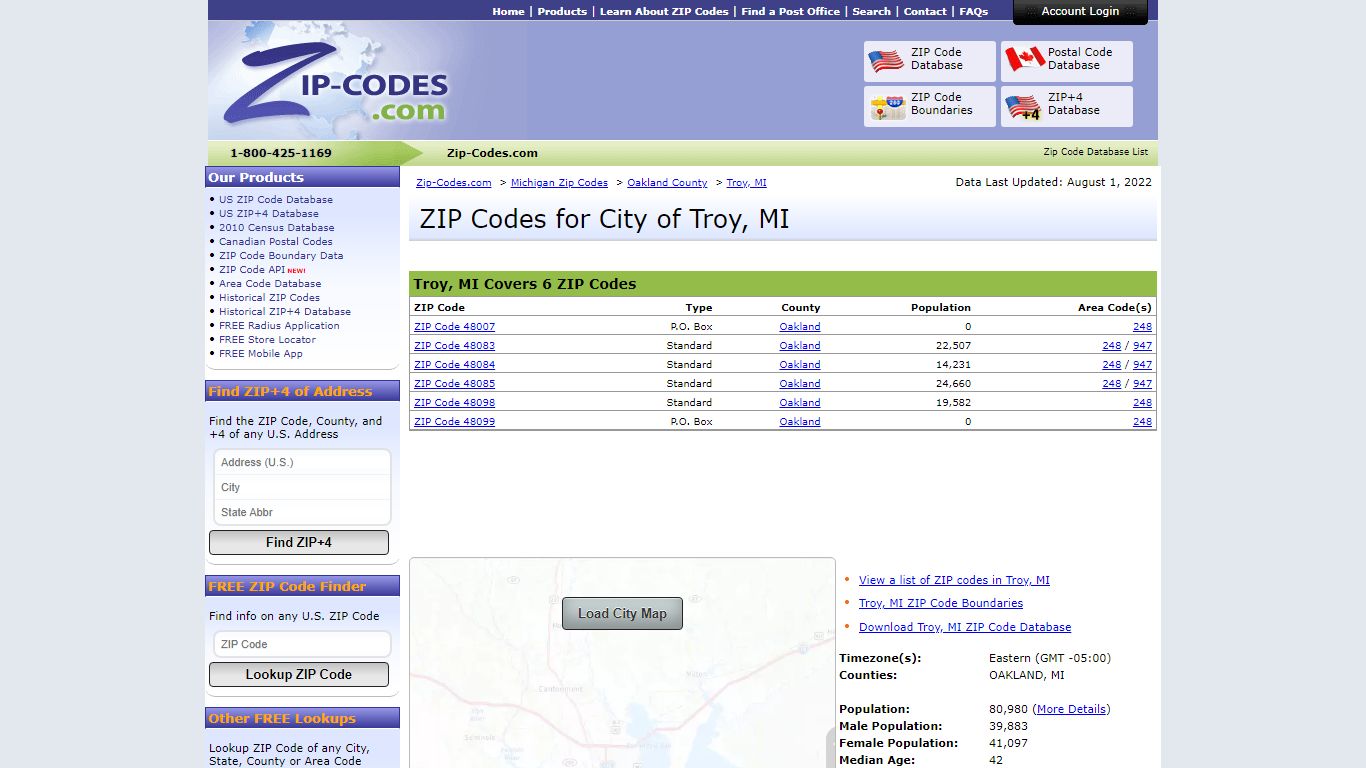 All Zip Codes in Troy MI