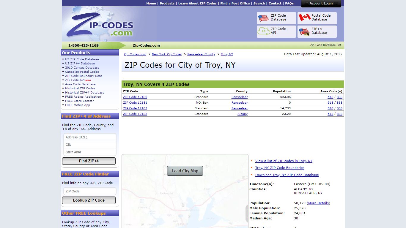 All Zip Codes in Troy NY