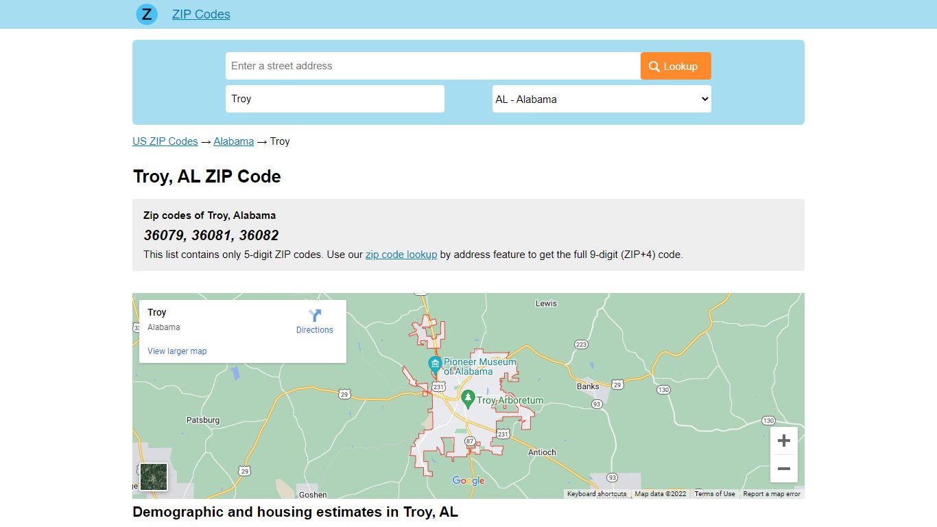 Troy, Alabama ZIP Codes